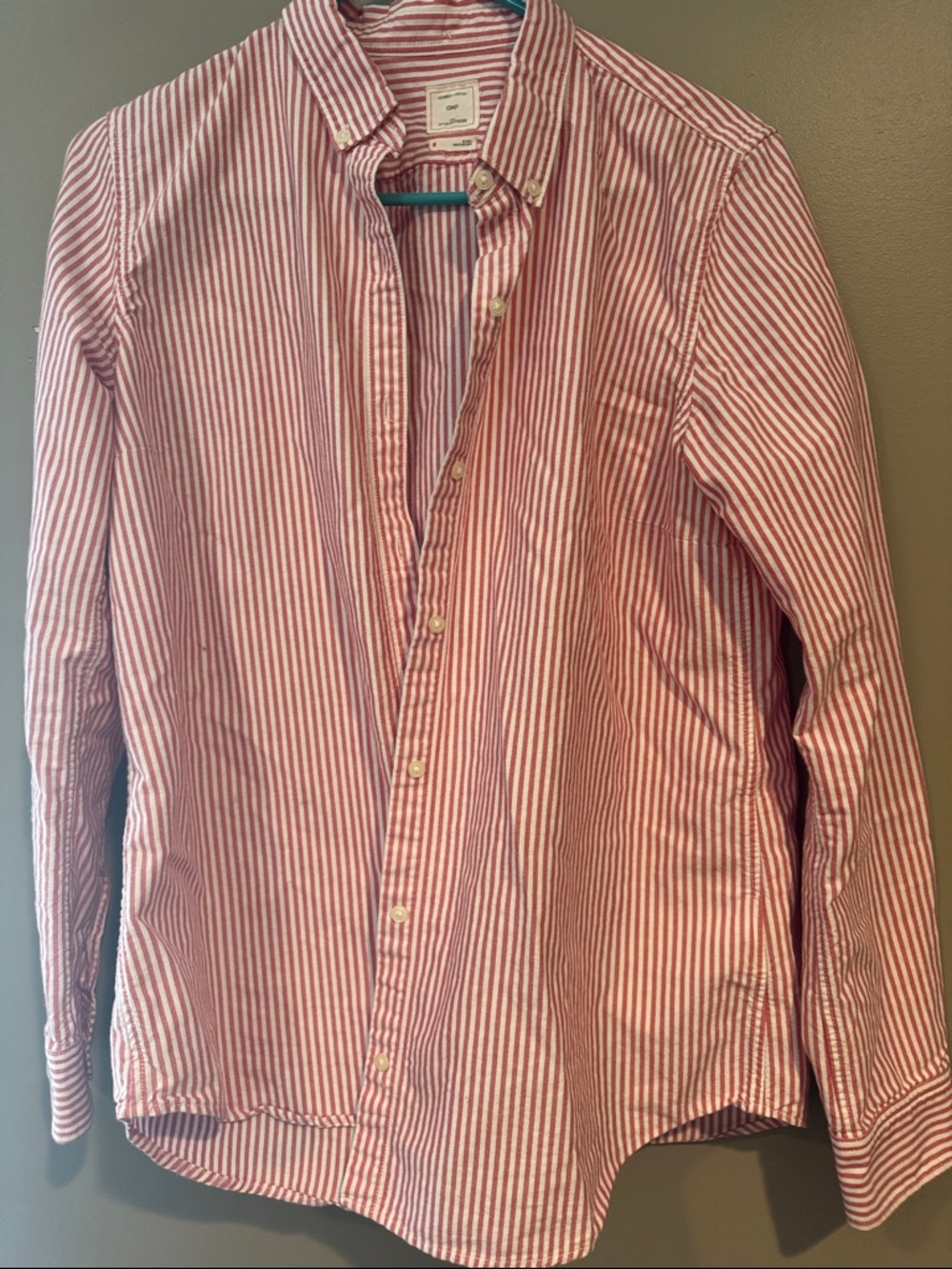 GAP Red and White Striped Button-Down Shirt